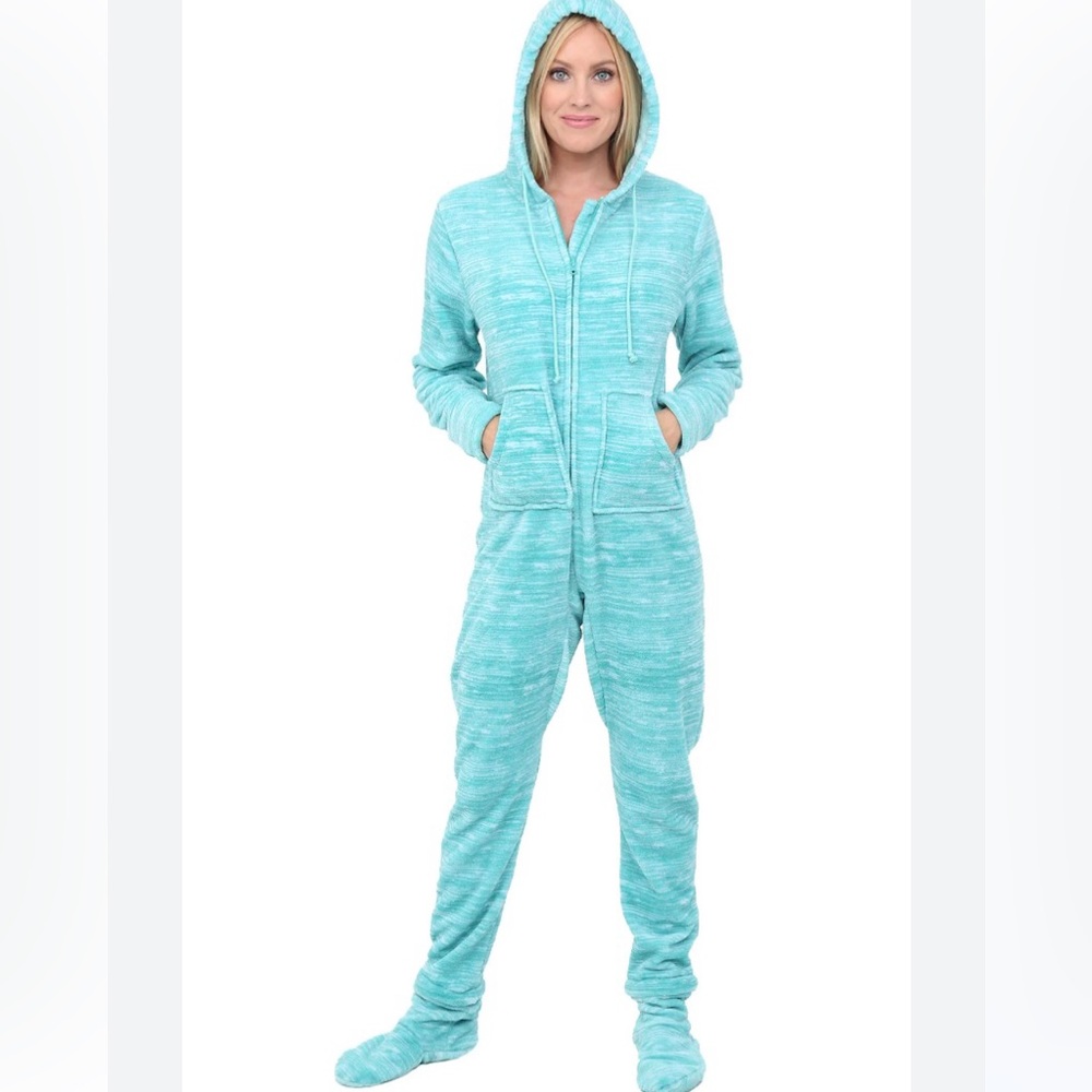 ⭐️New Alexander Del Rossa Women's Hooded Footed Pajamas.